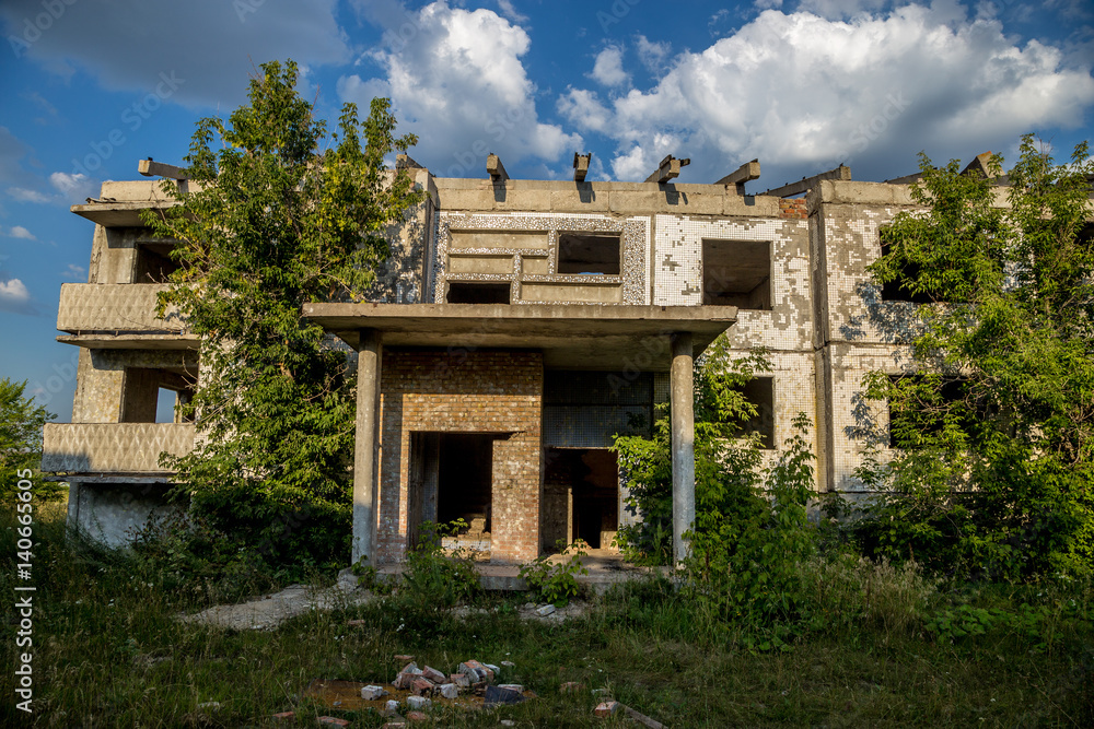 Ghost-town, abandoned houses, summer, Russia, Samara region 