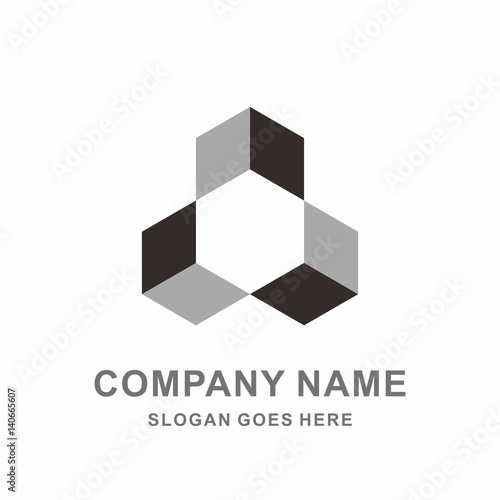 3D Geometric Triangle Square Hexagon Cube Architecture Interior Construction Business Company Stock Vector Logo Design Template 