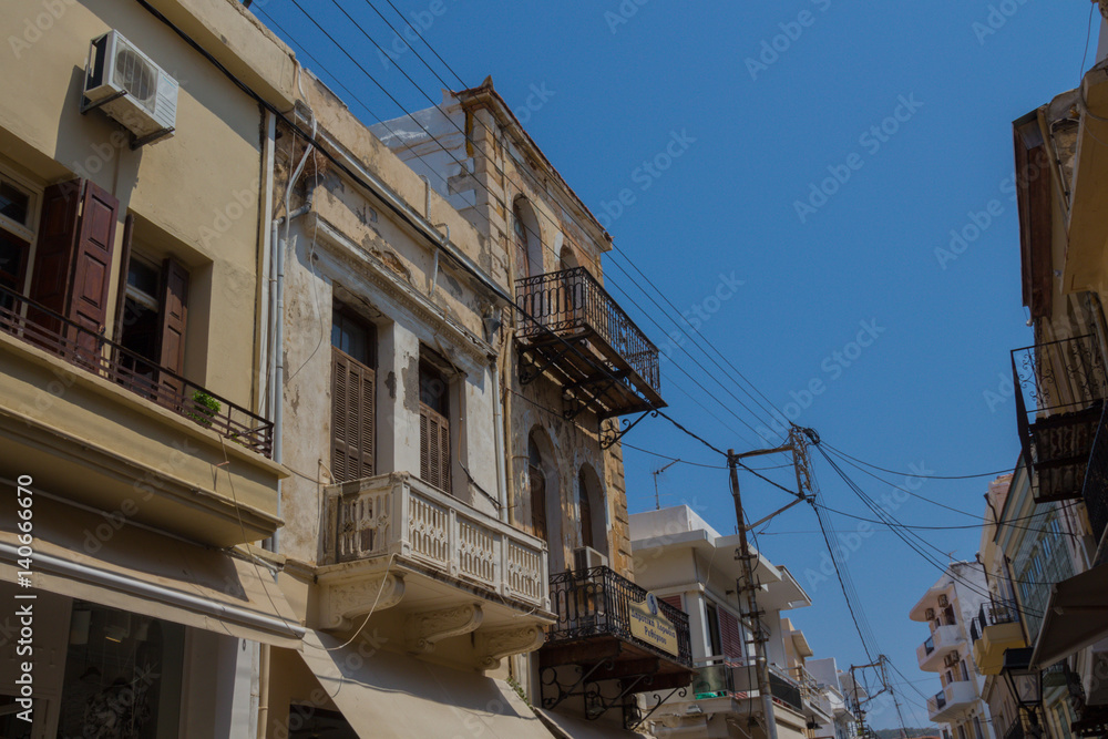 Rethymno, Greece - August  3, 2016:  Building in old town.