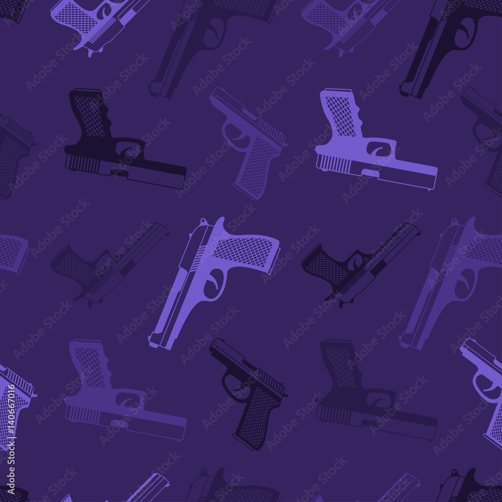 Set of Gun Icons purple background Set of Gun Icons purple background