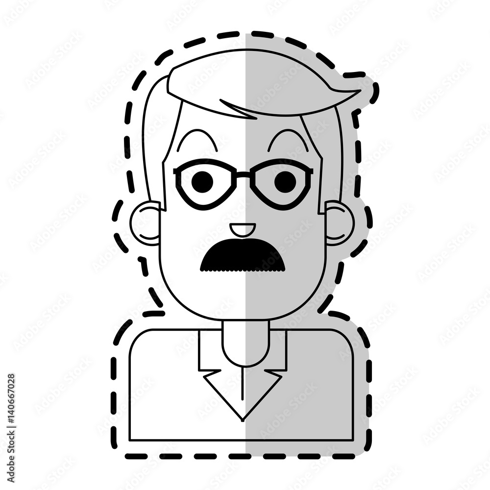 middle age man with glasses and mustache icon image vector illustration design 