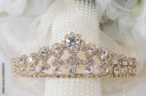 Fényképezés Closeup of bridal tiara jewelry
