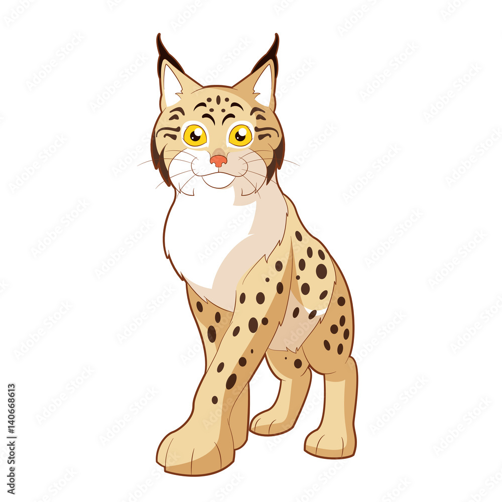 Fototapeta premium Cartoon smiling Lynx