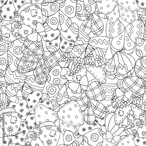 seamless pattern with Butterflies. Coloring book page for adult and children. Hand-drawn, ethnic, doodle, vector design elements. Black and white.