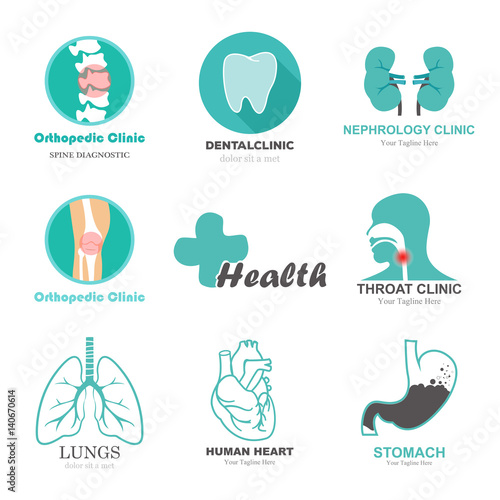 Set of logos on a medical theme.