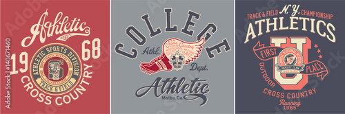 Athletic sports division track and field competition vintage vector print for sport wear 