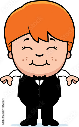 Smiling Cartoon Little Waiter