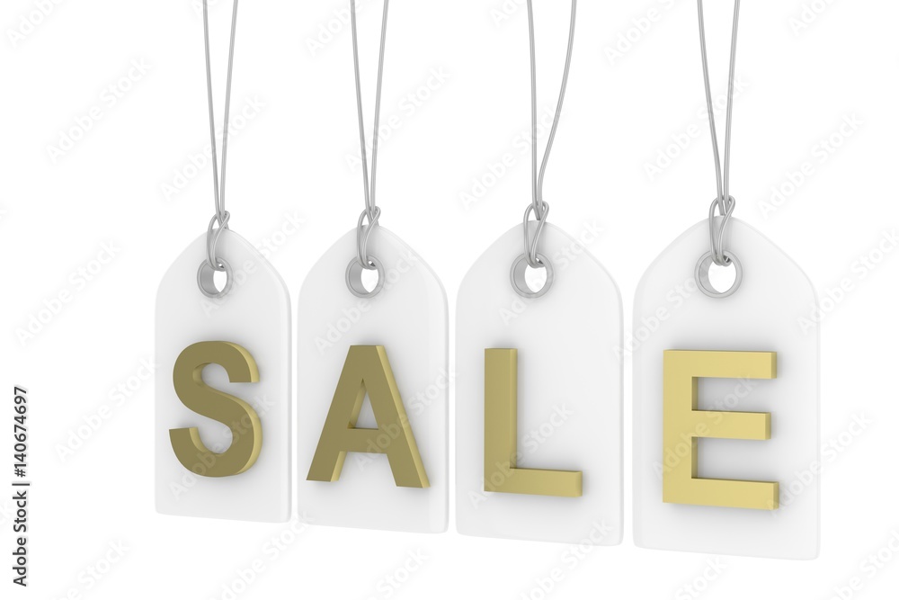 Colorful isolated sale labels on white background. Price tags. Special offer and promotion. Store discount. Shopping time. Golden letters on white labels. 3D rendering. Colorful isolated sale labels on white background. Price tags. Special offer and promotion. Store discount. Shopping time. Golden letters on white labels. 3D rendering.