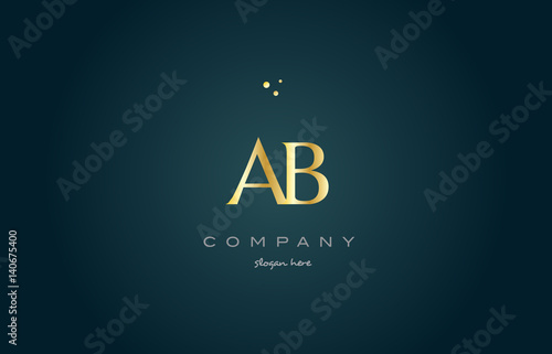 ab a b  gold golden luxury alphabet letter logo icon template