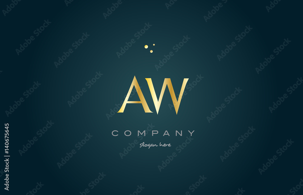 Obraz premium aw a w gold golden luxury alphabet letter logo icon template