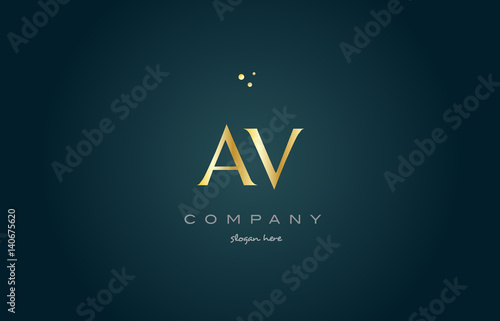 av a v  gold golden luxury alphabet letter logo icon template