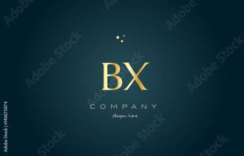 bx b x gold golden luxury alphabet letter logo icon template