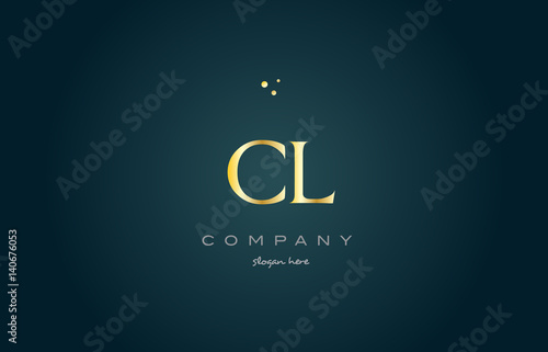 cl c l  gold golden luxury alphabet letter logo icon template