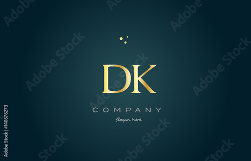 dk d k  gold golden luxury alphabet letter logo icon template
