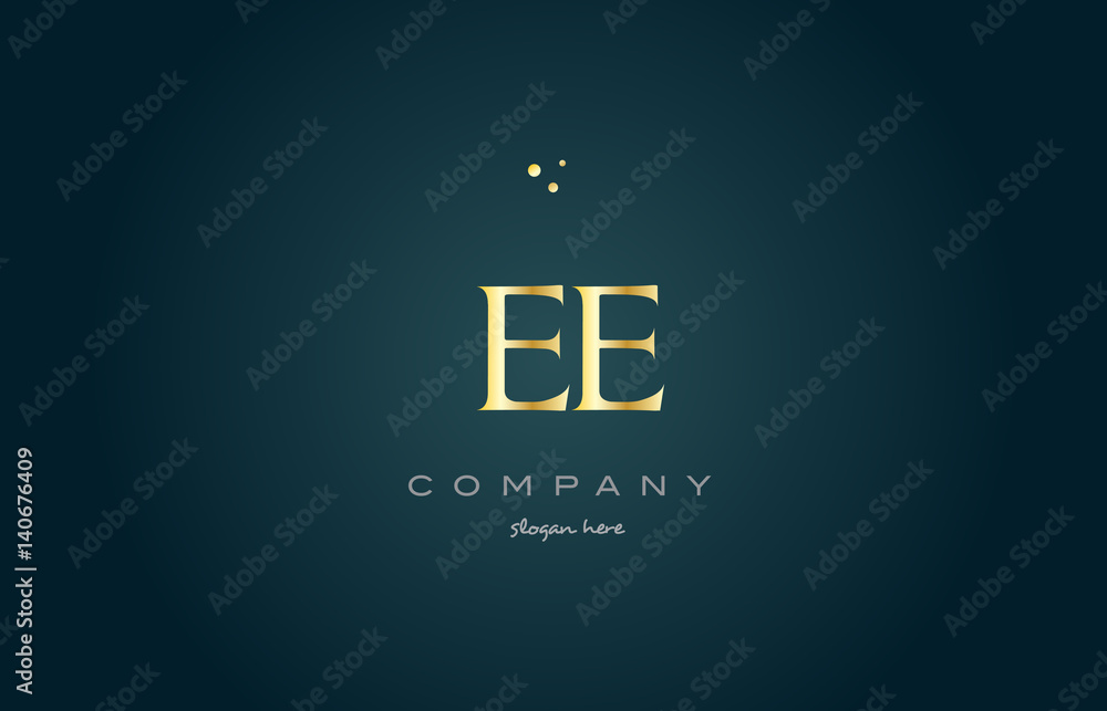 ee e e  gold golden luxury alphabet letter logo icon template