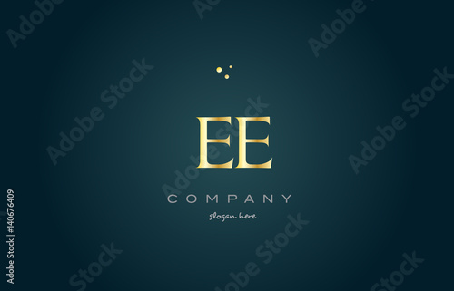 ee e e  gold golden luxury alphabet letter logo icon template