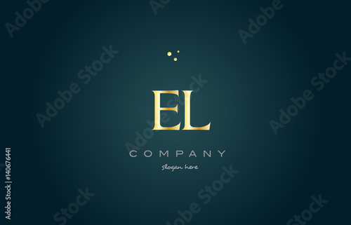 el e l gold golden luxury alphabet letter logo icon template
