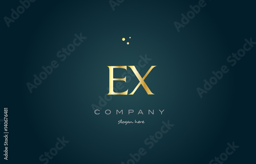 ex e x  gold golden luxury alphabet letter logo icon template