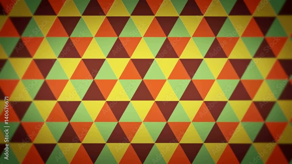 Abstract background of triangles in a geometric pixelated mosaic tile pattern seamless loop for text or logo. The triangles fit into diamond and hexagon shapes. Orange, blue and yellow color scheme Abstract background of triangles in a geometric pixelated mosaic tile pattern seamless loop for text or logo. The triangles fit into diamond and hexagon shapes. Orange, blue and yellow color scheme