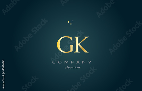 gk g k  gold golden luxury alphabet letter logo icon template
