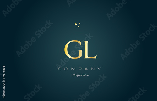 gl g l  gold golden luxury alphabet letter logo icon template