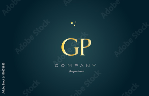 gp g p  gold golden luxury alphabet letter logo icon template