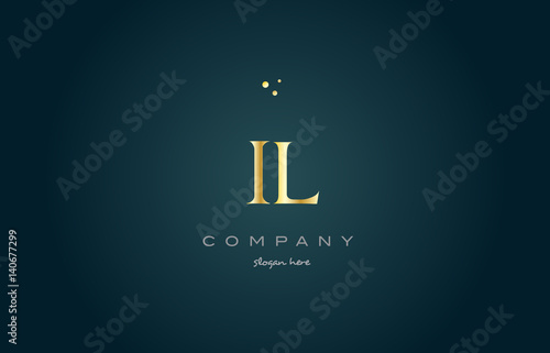 Fotografie il i l  gold golden luxury alphabet letter logo icon template