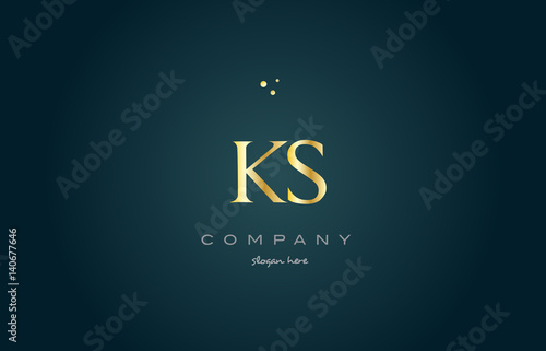 ks k s  gold golden luxury alphabet letter logo icon template