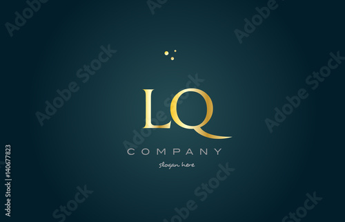 lq l q  gold golden luxury alphabet letter logo icon template photo