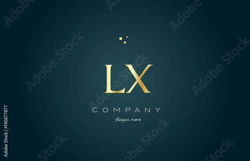 lx l x  gold golden luxury alphabet letter logo icon template