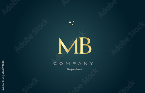 mb m b gold golden luxury alphabet letter logo icon template