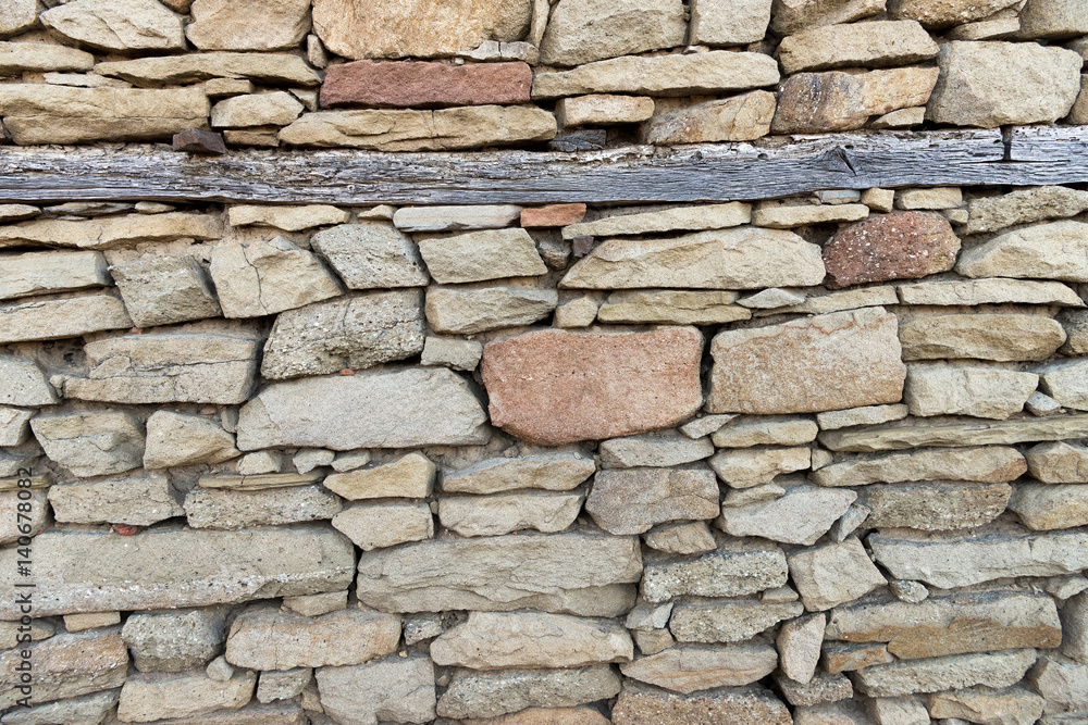 Stone wall texture with timbers