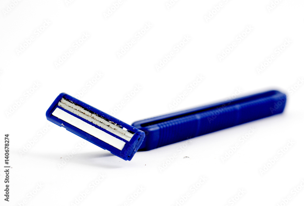 Blue men razor. Studio shot isolated on white background. Blue men razor. Studio shot isolated on white background.