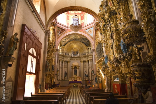 Santa Clara Church Pink Dome Golden Altar Queretaro Mexico