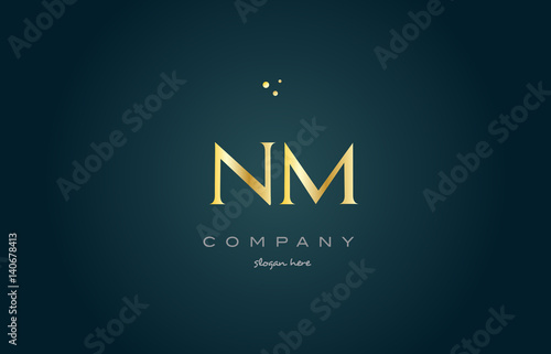 nm n m  gold golden luxury alphabet letter logo icon template photo