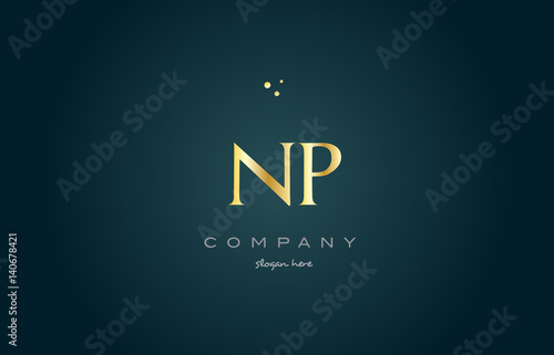 np n p  gold golden luxury alphabet letter logo icon template