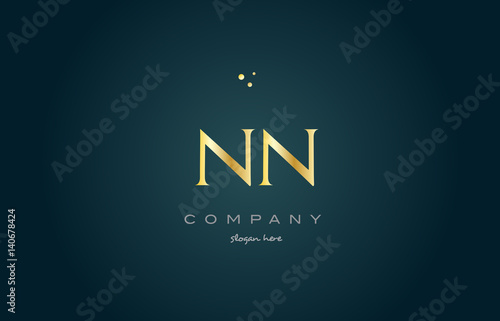 nn n gold golden luxury alphabet letter logo icon template