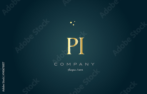 pi p i  gold golden luxury alphabet letter logo icon template