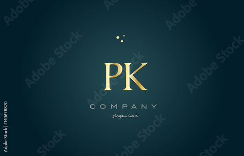 pk p k gold golden luxury alphabet letter logo icon template
