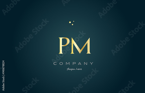 pm p l  gold golden luxury alphabet letter logo icon template