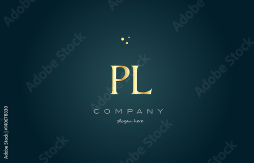 pl p l  gold golden luxury alphabet letter logo icon template