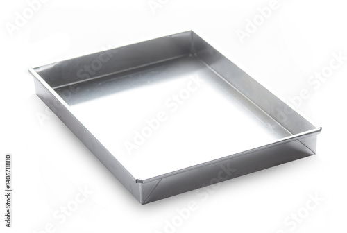 Metal baking pan isolated on white background