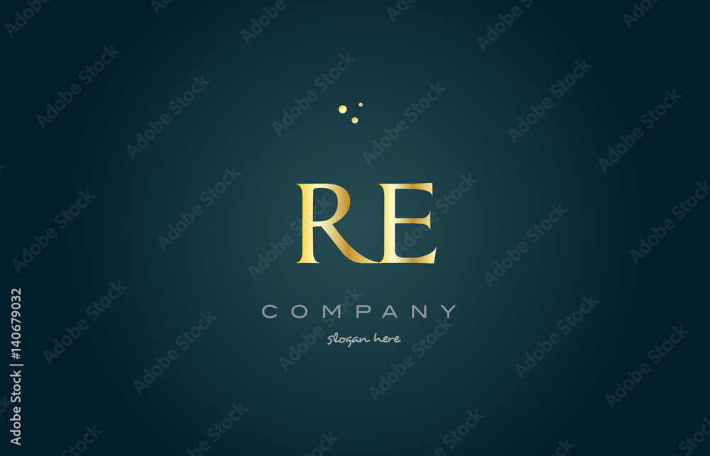 re r e  gold golden luxury alphabet letter logo icon template