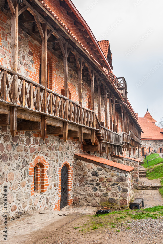 Fototapeta premium Inner yard of Castle in Trakai. Lithuania