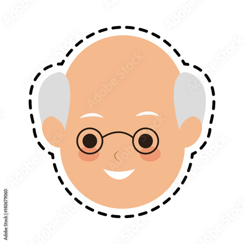elderly grey haired man cute cartoon icon image vector illustration design 