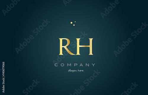 rh r h  gold golden luxury alphabet letter logo icon template