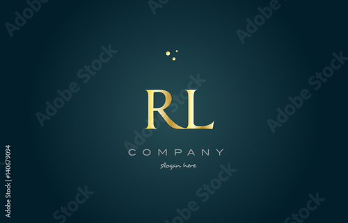 rl r l gold golden luxury alphabet letter logo icon template