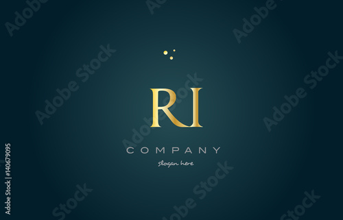 ri r i  gold golden luxury alphabet letter logo icon template