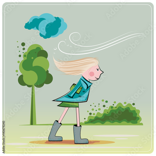A girl hiking in spring