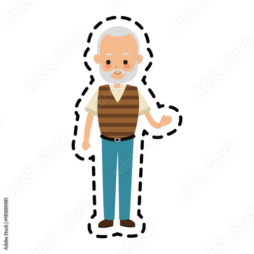 elderly grey haired man cute cartoon icon image vector illustration design 